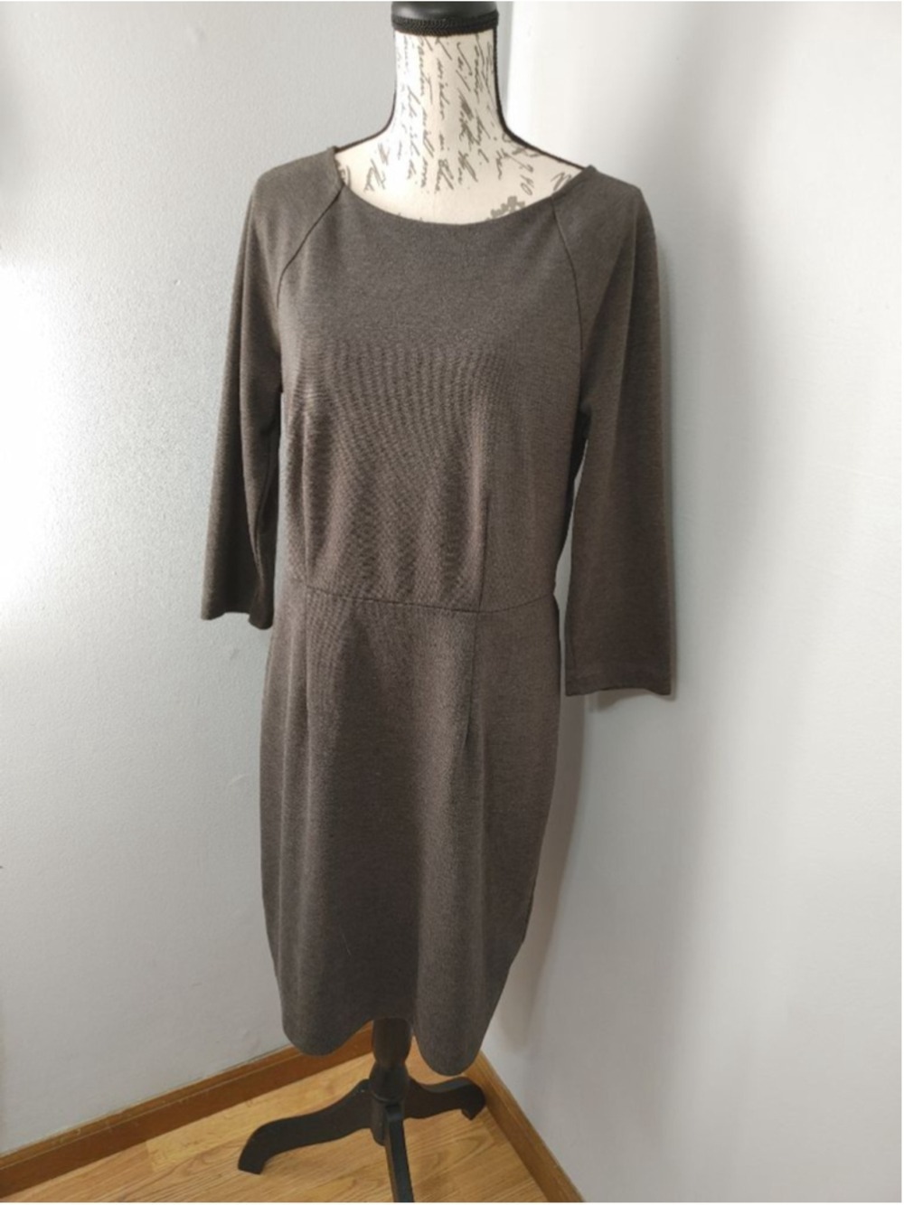 Women's THE LIMITED Dark Grey Sheath 3/4 Sleeve Lined Dress Size 14
